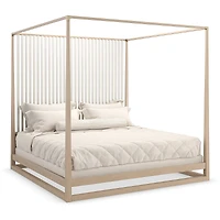 Caracole Pinstripe Canopy King Bed, Sun Drenched Oak