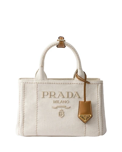 Prada Jardiniere Small Linen Blend Handbag
