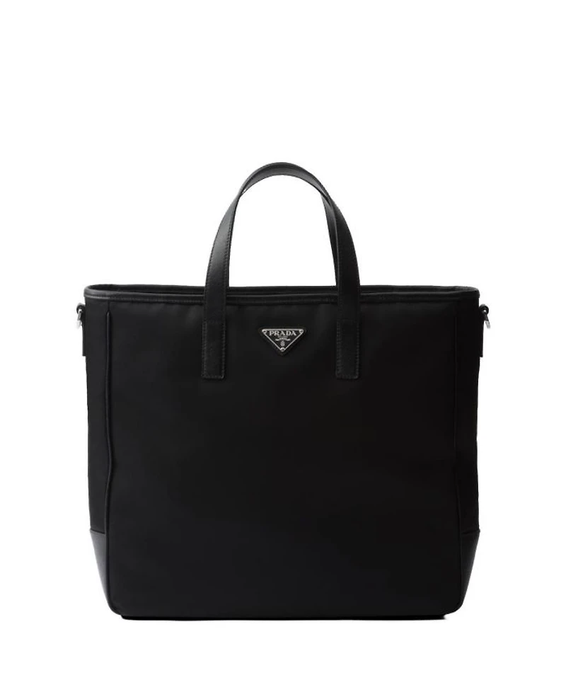Re-Nylon and Saffiano Leather Tote Bag