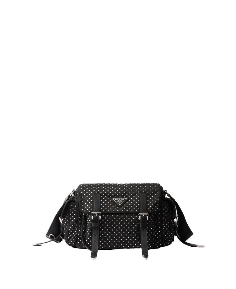 Re-Nylon Shoulder Bag with Studs
