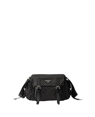 Re-Nylon Shoulder Bag with Studs