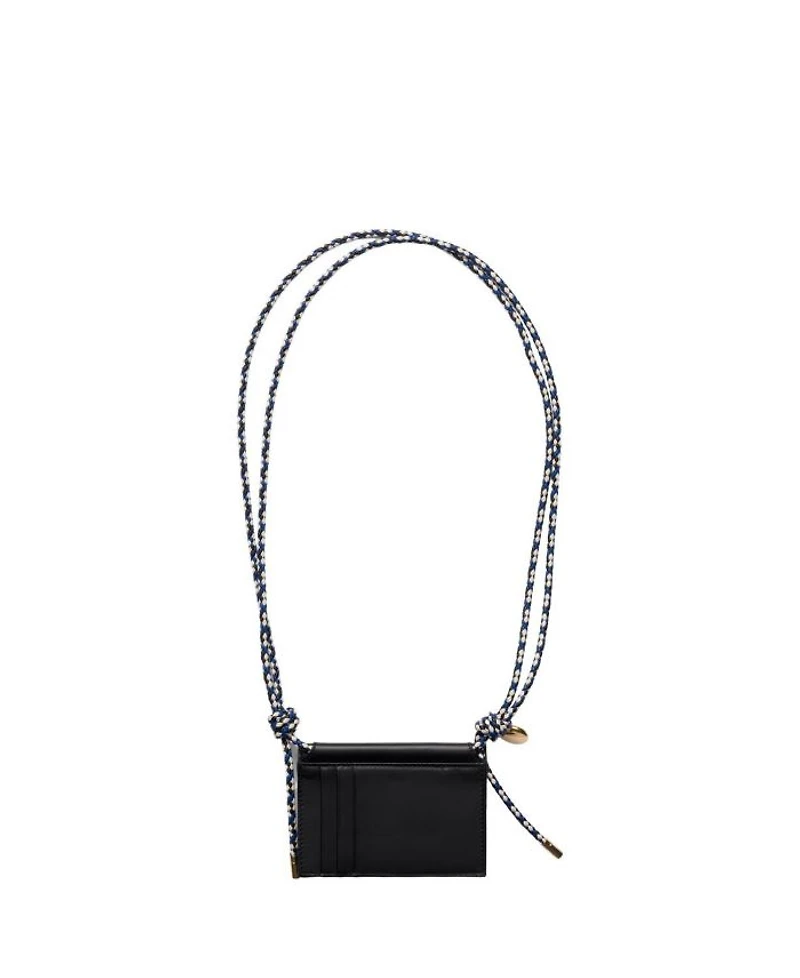 Card Holder With Leather Shoulder Strap