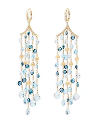 Marco Bicego 18K Yellow Gold Paradise Multi Blue Topaz & Diamond Five Strand Chandelier Drop Earrings