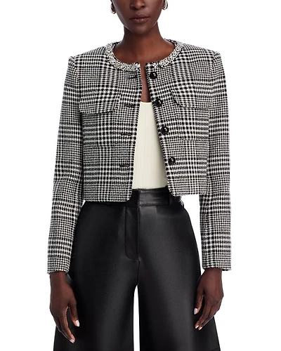 Houndstooth Crystal Trim Jacket