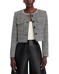 Self-Portrait Houndstooth Crystal Trim Jacket