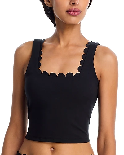 Aqua Scallop Edge Square Neck Tank Top - Exclusive