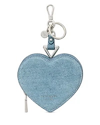kate spade new york Liv Denim Print Suede Heart Coin Purse Bag Charm