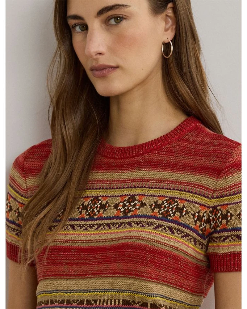 Geo Striped Short Sleeve Sweater