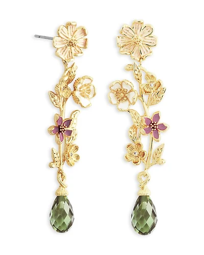 Pavé & Stone Wildflower Linear Drop Earrings