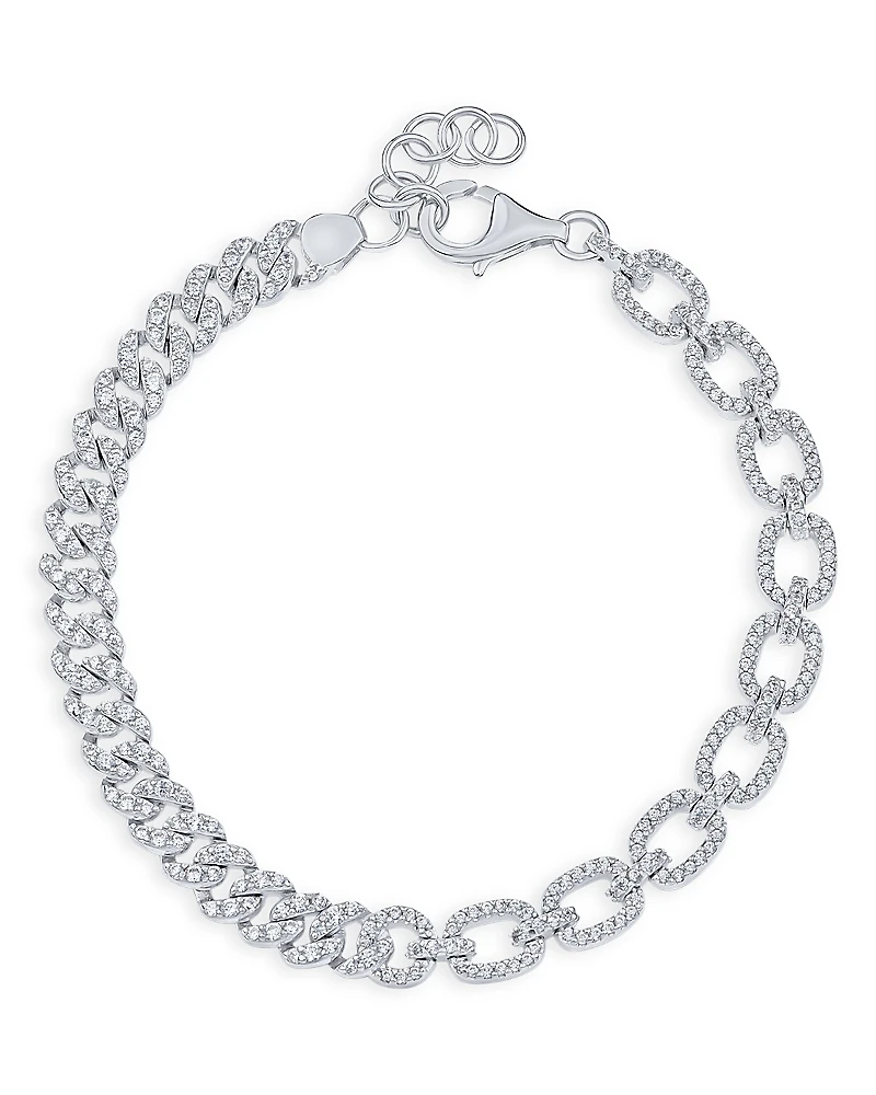 Kenneth Jay Lane Pave Mixed Chain Link Bracelet