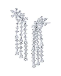 Kenneth Jay Lane Cubic Zirconia Flower Waterfall Statement Earrings