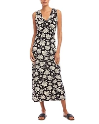 Sleeveless V Neck Midi Dress