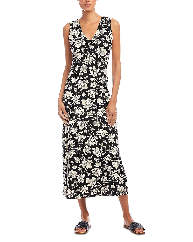 Karen Kane Sleeveless V Neck Midi Dress