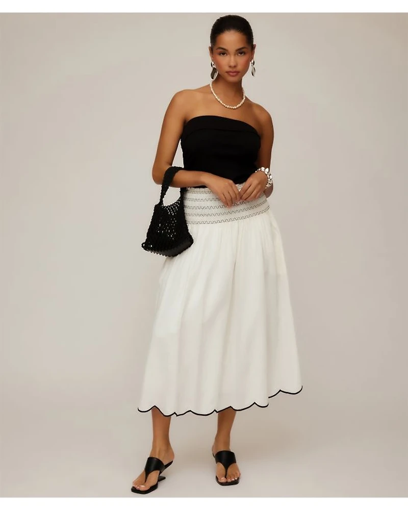 Elsa Smocked Waist Midi Skirt
