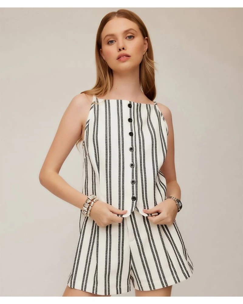 Elis Sleeveless Button Front Top