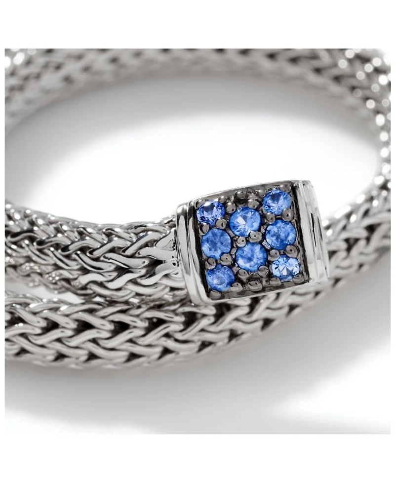 Classic Chain Sterling Silver Lava Bracelet with Blue Sapphire