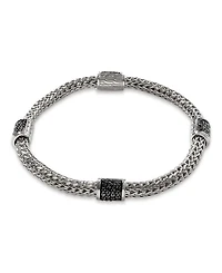Sterling Silver Icon Bracelet with Pavé Black Sapphires, 5mm