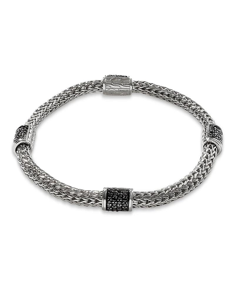 John Hardy Sterling Silver Icon Bracelet with Pave Black Sapphires, 5mm
