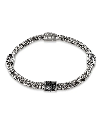 John Hardy Sterling Silver Icon Bracelet with Pave Black Sapphires, 5mm