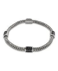 John Hardy Sterling Silver Icon Bracelet with Pave Black Sapphires, 5mm