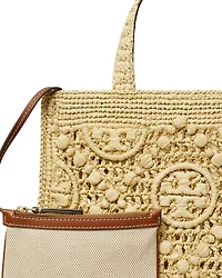 T Monogram Raffia Square Tote