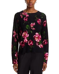C by Bloomingdale's Cashmere Peony Printed Crewneck Sweater - Exclusive