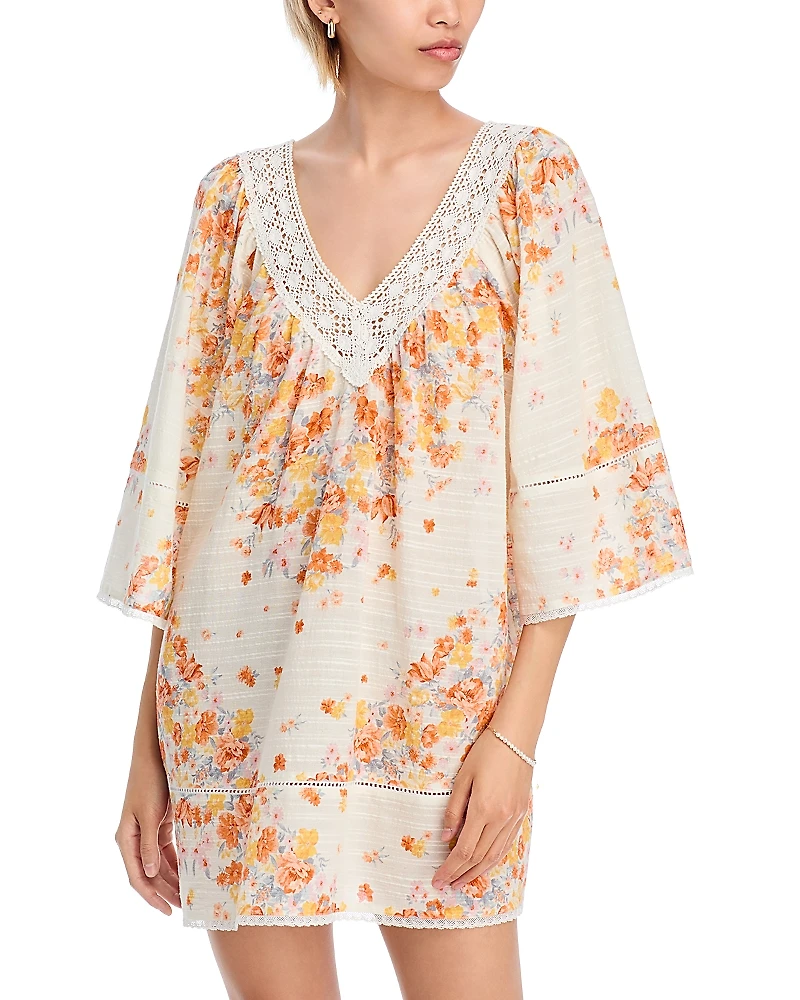 Aqua x Ava Phillippe Placed Floral Print Mini Dress - Exclusive