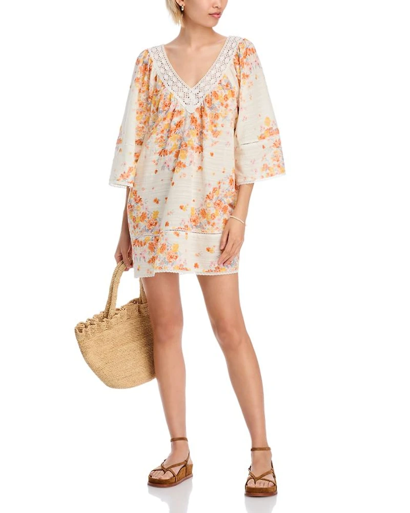 Placed Floral Print Mini Dress