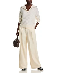 Cashmere Quarter Zip Cable Knit Sweater - Exclusive