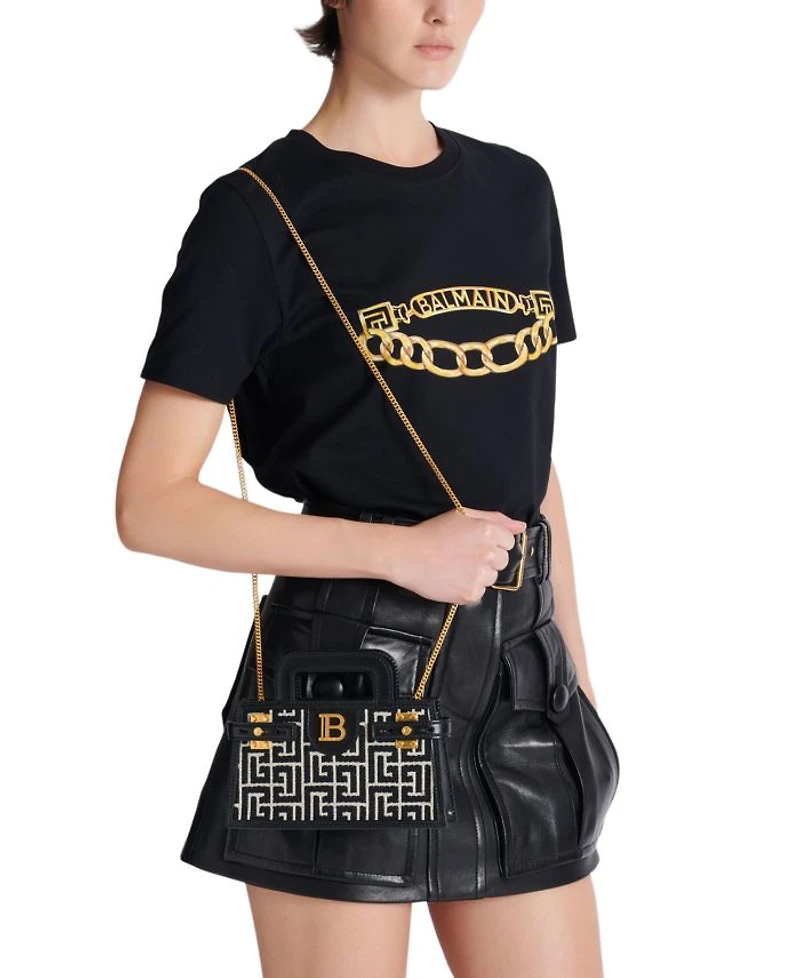 B-Buzz Small Top Handle Monogrammed Canvas and Leather Bag
