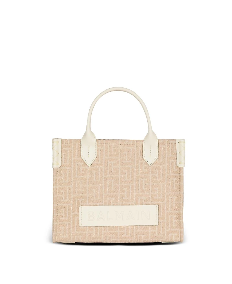 Balmain B-Army Monogrammed Canvas and Leather Tote Bag