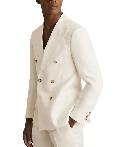Park Linen Peak Lapel Slim Fit Blazer