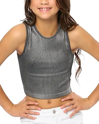 Malibu Sugar Girls' Metallic Paint Ribbed Sleeveless Top - Big Kid