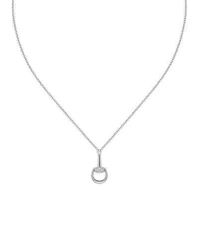 18K White Gold Diamond Horsebit Necklace, 16.5"