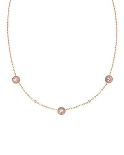 18K Pink Gold Diamond & Pink Opal Interlocking Necklace, 14"