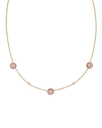 18K Pink Gold Diamond & Pink Opal Interlocking Necklace, 14"