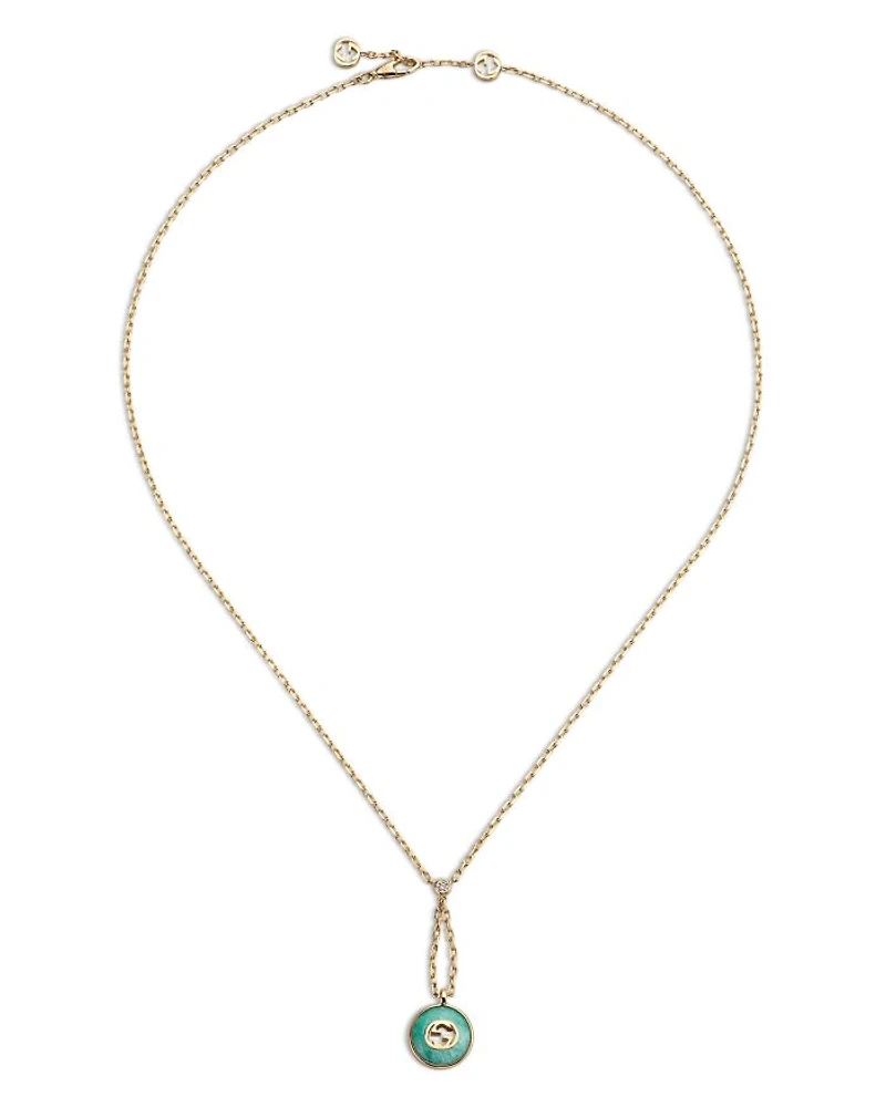 18K Yellow Gold Diamond & Amazonite Interlocking Necklace, 16.5"