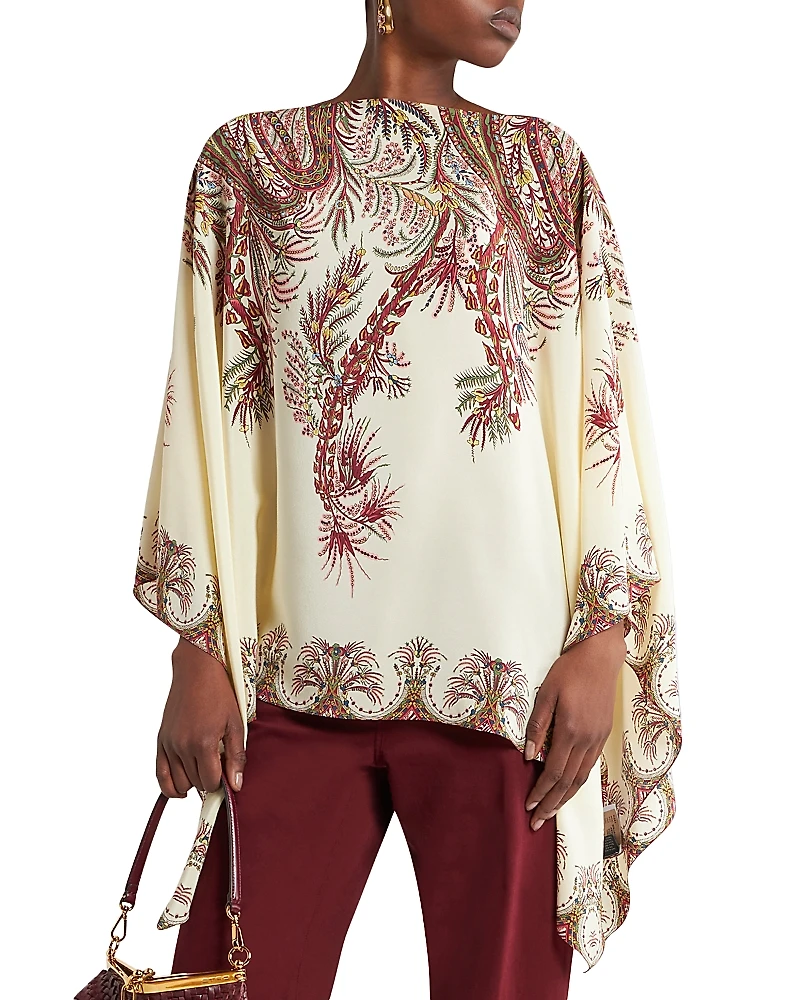 Etro Silk Printed Asymmetric Sleeve Blouse