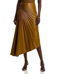 A. l.c. Tracy Asymmetric Pleated Vegan Leather Skirt