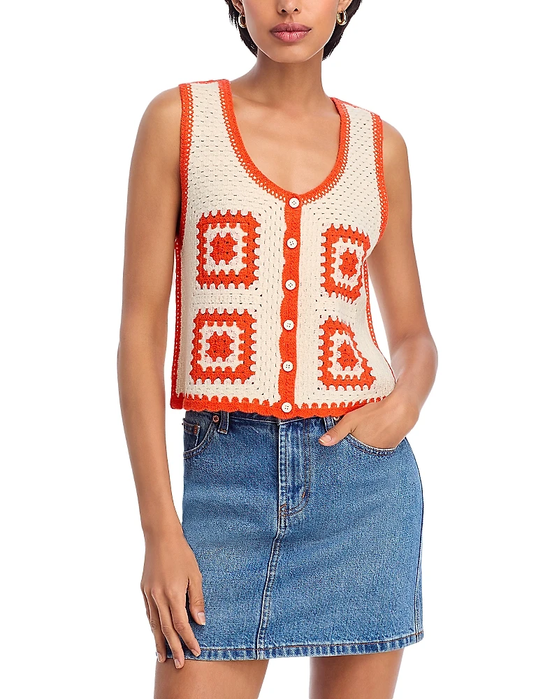 Aqua Grandfather Crochet Tank - Exclusive