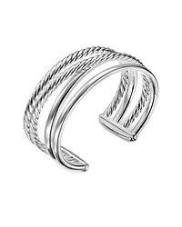 Bold Crossover Multi Row Cuff Bracelet Sterling Silver, 24.4mm