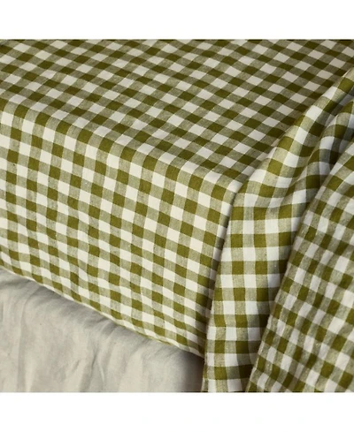 Gingham Linen Blend Fitted Sheet