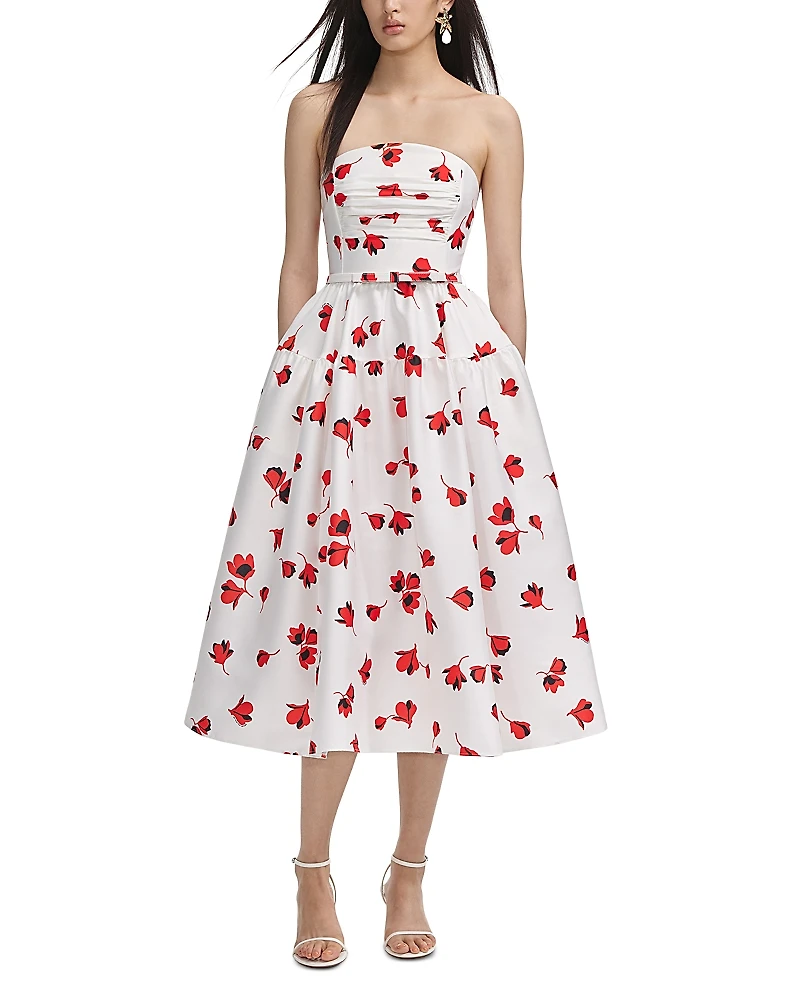 Self-Portrait Floral Print Taffeta Midi Dress