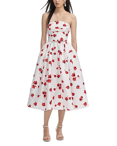 Self-Portrait Floral Print Taffeta Midi Dress