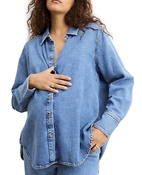 The Drapey Denim Maternity Boyfriend Shirt