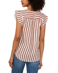 V Neck Ruffle Sleeve Blouse