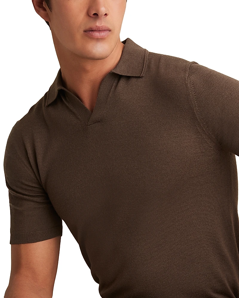 Reiss Duchie Short Sleeve Open Collar Merino Polo Shirt