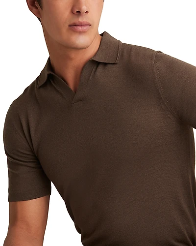 Reiss Duchie Short Sleeve Open Collar Merino Polo Shirt