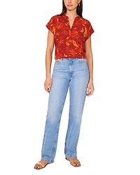 V Neck Front Placket Blouse