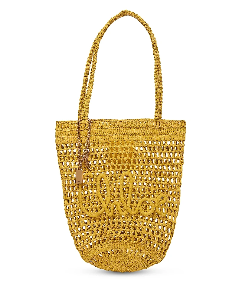 Chloe Summer Banana Raffia Small Tote